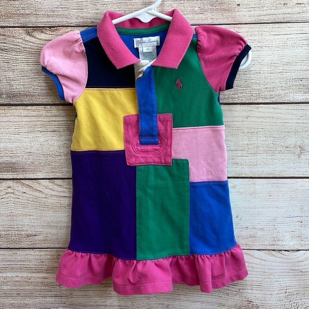 ‎RALPH LAUREN COLOR BLOCK PATCHWORK DRESS